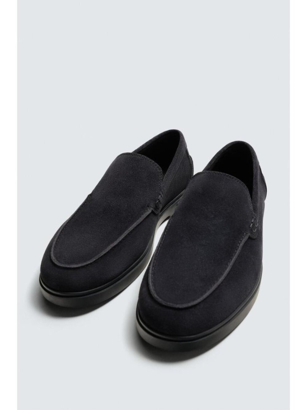 Zara Mens Leather Loafers EU 44 US 11 Navy Blue Suede Moccasins 2657/620 NWOB